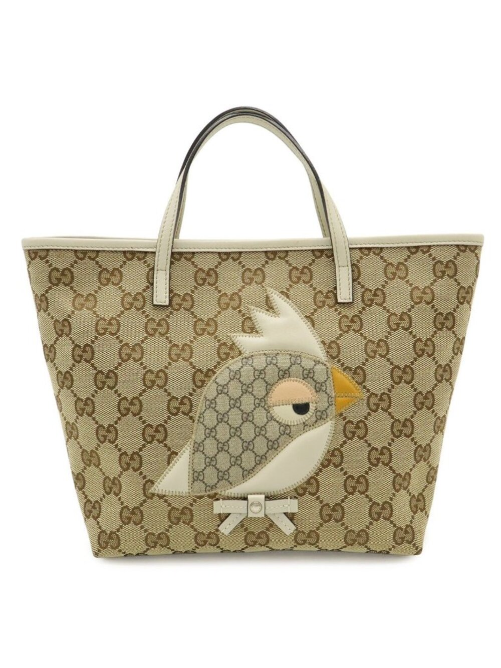 Gucci GG Canvas Children's Zoo Papagallo Parrot Bird Tote Khaki Beige Ivory